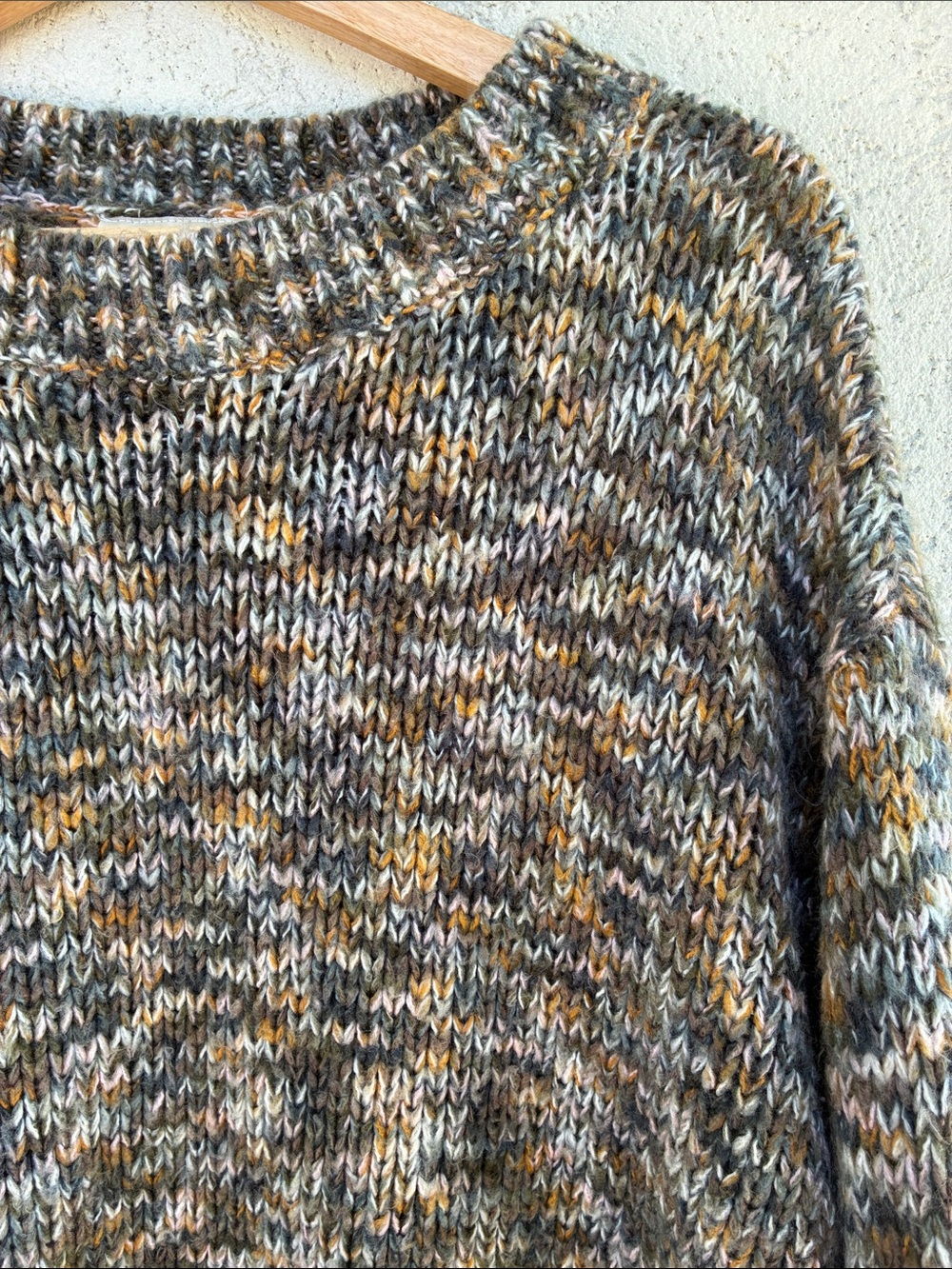 Loft Outlet Chunky Marled Knit Sweater variegated  yarn high low hem soft & cozy